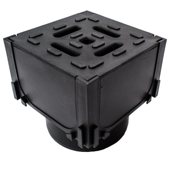 110MM PLASTIC ACO CORNER VERTICAL OUTLET -BLACK (19559)